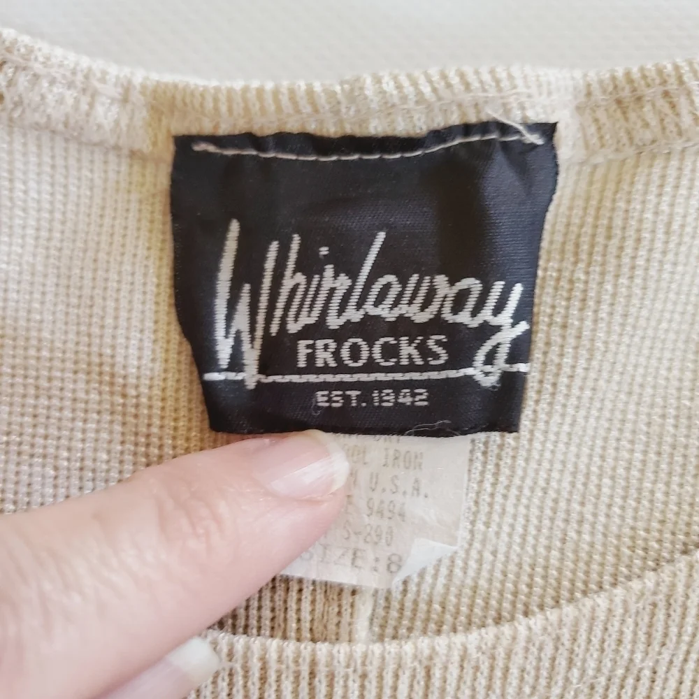 7316 * Whirlaway Frocks Vintage Tank Dress & Cardigan Jacket Set Cream Size 8 - Picture 4 of 16